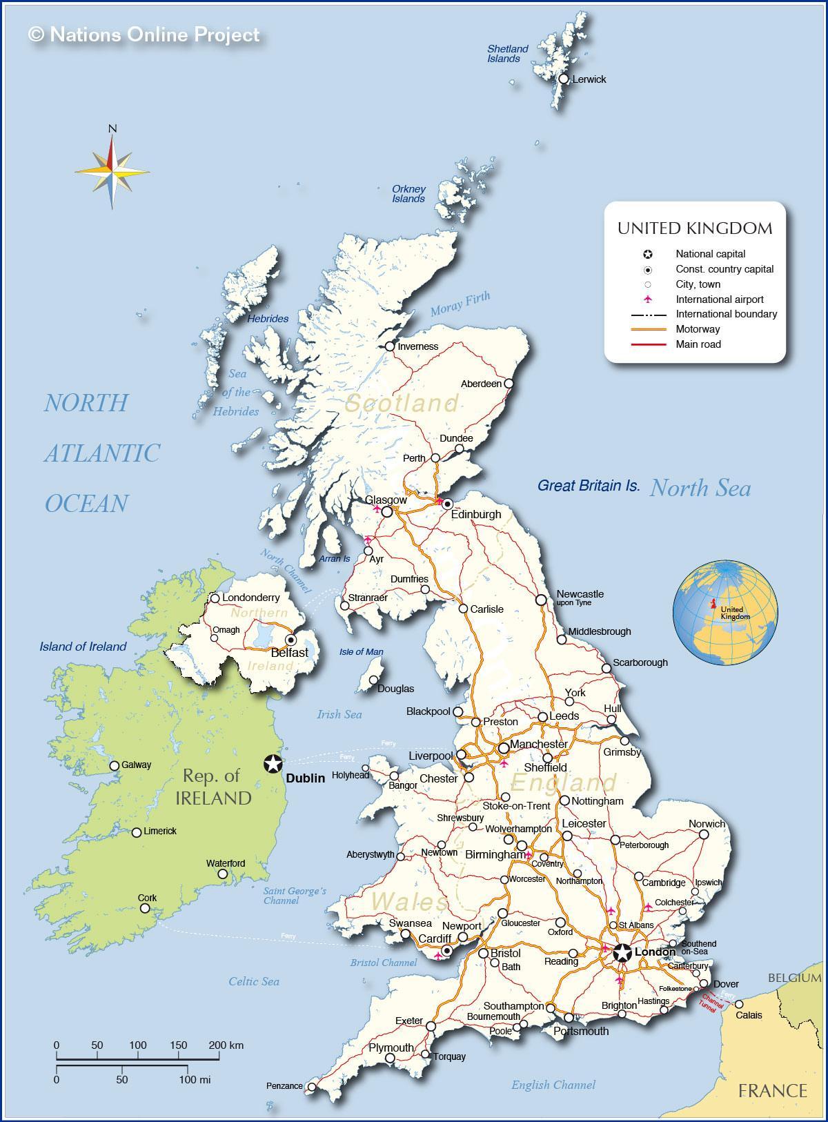карта аэропортов Великобритании