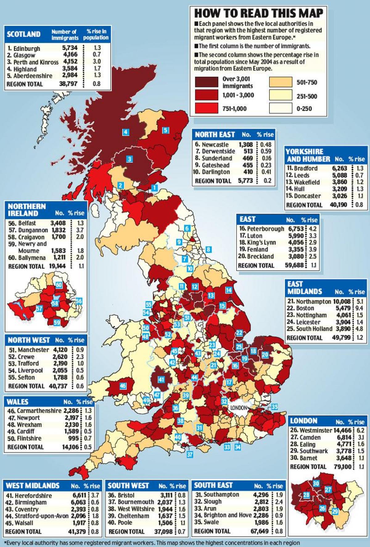 карта иммиграции в Великобритании